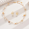 Natural Gemstone Chips & Glass Round Beaded Multilayer Necklaces & Earrings Sets for Women DF6883-5