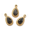 304 Stainless Steel Pave Natural Labradorite Teardrop Charms STAS-B074-04G-03-1