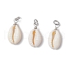 Natural Cowrie Shell Pendants PALLOY-JF03711-01-1