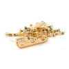 3 Hole Brass Micro Pave Cubic Zirconia Multi-strand Links KK-G503-36G-03-2