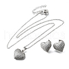 Heart Brass Micro Pave Cubic Zirconia Stud Earrings & Pendant Necklaces Sets SJEW-Z002-05P-4