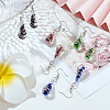 FIBLOOM 4 Pairs 4 Colors Glass Teardrop with Spiral Pattern Dangle Earring EJEW-FI0001-07-7