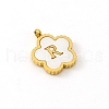 Golden Tone Stainless Steel Pave White Shell Letter Flower Charms PW-WGC5230-18-1