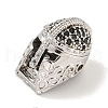 Brass Micro Pave Black Cubic Zirconia Beads ZIRC-P119-01P-2