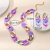 Acrylic Oval Link Chain Pendant Necklaces & Stud Dangle Earrings Sets FS-WG6428C-01-3