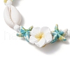 Starfish & Plumeria Synthetic Turquoise & Natural Cowrie Shell & Polymer Clay Beads Braided Bead Bracelets for Women BJEW-JB11847-4