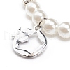 ABS Plastic Imitation Pearl  & Rhinestone Beaded Stretch Bracelet with Alloy Charm for Women BJEW-JB08526-01-5