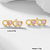Heart Sterling Silver Pink Cubic Zirconia Stud Earrings ZA6656-1-2