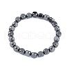 Faceted Round Synthetic Non-Magnetic Hematite Stretch Bracelets for Men BJEW-E102-04-1