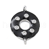 Rack Plating Brass Clear Cubic Zirconia Donut Connector Charms KK-A234-030P-01-2
