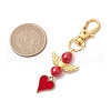 5Pcs Valentine's Day Alloy Enamel with Acrylic Pearl Pendant Decorations HJEW-JM02757-4