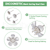 DICOSMETIC 40Pcs 4 Style Flower 201 & 304 Stainless Steel Stud Earring Findings STAS-DC0014-76-4