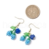 Flower with Cherry 304 Stainless Steel Glass Seed Beads Dangle Earrings EJEW-MZ00419-05-3