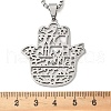 304 Stainless Steel Hollow Cut Hamsa Hand Pendant Necklaces NJEW-H065-07P-3