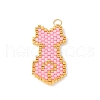Handmade Glass Seed Beaded Cat Shape Pendants PALLOY-MZ00604-01-1