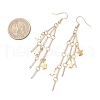 Brass Bar Link Chain with Star Dangel Earrings EJEW-JE06458-01-4