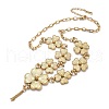 304 Stainless Steel Flower Pendant Bib Necklaces for Women NJEW-C083-01G-4