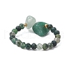 Natural Moss Agate Beaded Rings RJEW-TA00191-02-4