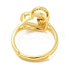 Heart with Letter Rack Plating Brass Micro Pave Cubic Zirconia Adjustable Rings for Women RJEW-I105-06G-J-3