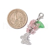 Butterfly Alloy Rhinestone & Flower Acrylic Pendant Decorations HJEW-JM03145-3