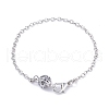 Iron Hollow Round Link Bracelet with Brass Cable Chain for Men Women KK-P082-02P-A-1