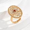 Brass Micro Pave Cubic Zirconia Hollow Geometric Adjustable Finger Rings EG4764-2-1