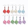 Tropical Theme Monstera Leaf Poplar Wood Dangle Earrings EJEW-JE03357-1