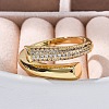 Rack Plating Brass Micro Pave Clear Cubic Zirconia Open Cuff Finger Rings for Women RJEW-M028-95G-1