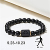 12 Constellations Theme Frosted Black Stone Round Beaded Stretch Bracelets for Women Men WG3EE4F-10-1