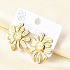 304 Stainless Steel Flower Stud Earrings EJEW-P312-03A-G-3