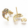 Brass Micro Pave Colorful Cubic Zirconia Stud Earrings EJEW-S208-021-2