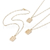Brass Rectangle with Initial Letter Pendant Necklace with Paperclip Chains for Men Women NJEW-JN04007-1