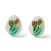 Tulip & Sakura & Round Resin Enamel Stud Earrings Set for Girl Women EJEW-D278-14S-2