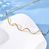304 Stainless Steel Wave Shape Link Chain Necklaces for Women NJEW-S439-08G-2