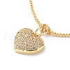 Clear Cubic Zirconia Heart Pendant Slider Bracelet with Brass Box Chains for Women BJEW-JB08788-2