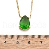 304 Stainless Steel Green Cubic Zirconia Pendant Neckalces for Women NJEW-C078-01B-G-5