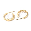Rack Plating Brass Rring Stud Earrings with Plastic Pearl Beaded EJEW-D061-34G-2