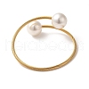 Plastic Imitation Pearl Round Beaded Cuff Bangle X-BJEW-P310-07G-3