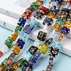 Square Handmade Millefiori Glass Beads Strands LK-R004-14-5