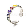 Brass Open Cuff Rings for Women RJEW-R005-03P-5