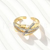 Brass Micro Pave Cubic Zirconia Cuff Rings RJEW-D307-05G-A-5