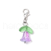 Flower Transparent Glass Pendant Decorations HJEW-JM03295-02-4