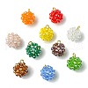 Handmade Nylon Wired Glass Beaded Pendants with Glass Pearl Round Bead PALLOY-CJ00105-8