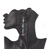 Natural Quartz Crystal & Glass Butterfly Beaded Dangle Stud Earrings EJEW-JE05197-4