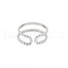 304 Stainless Steel Double Line Open Cuff Ring for Women RJEW-S405-227P-2