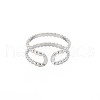 Non-Tarnish 304 Stainless Steel Double Line Open Cuff Ring for Women RJEW-S405-227P-2