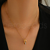 Stainless Steel Pave Clear Cubic Zirconia Ring Letter D Pendant Necklaces for Women QW1472-4