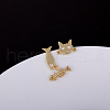 Real 18K Gold Plated Brass Cubic Zirconia Kitten Dangle Stud Earrings EJEW-EE0001-213-4