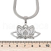 304 Stainless Steel Chakra Lotus Flower Hollow Pendant Necklaces NJEW-K283-29P-3