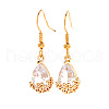 Elegant Brass Teardrop Flower Basket Dangle Earrings PV0025-5